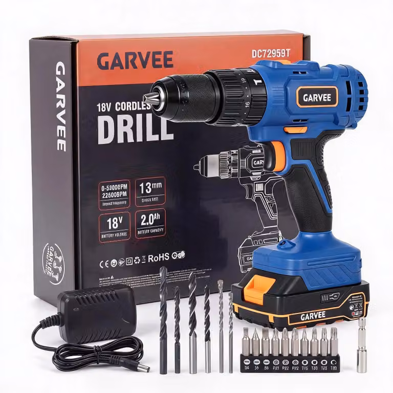 Trapano avvitatore a batteria senza spazzole - 18 V - 60 Nm - Mandrino autoserrante da 13 mm - 2 velocità - Senza batteria