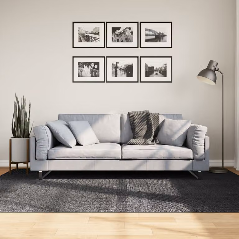 Tappeto vidaXL IZA a pelo corto in stile scandinaviano, design geometrico, colore antracite, L: 160 cm x P: 230 cm