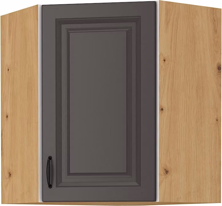 Armadietto superiore ad angolo SOPHIA - 60x60 cm, grigio scuro / rovere artisan