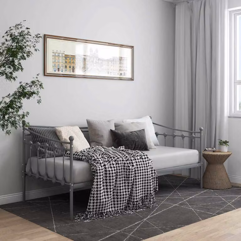 vidaXL Telaio Divano Letto Moderno in Metallo Grigio, L/P/H: 200 x 90 x 35 cm