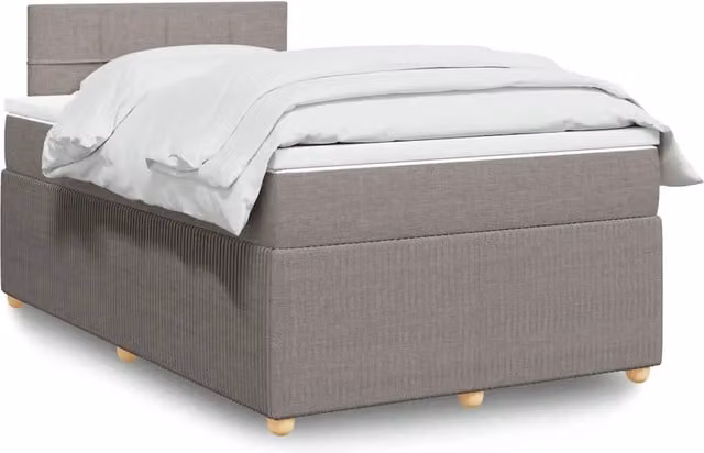 Letto Ibrido Moderno vidaXL con Materasso in Tessuto Beige e Grigio L/P/H: 120 x 200 cm