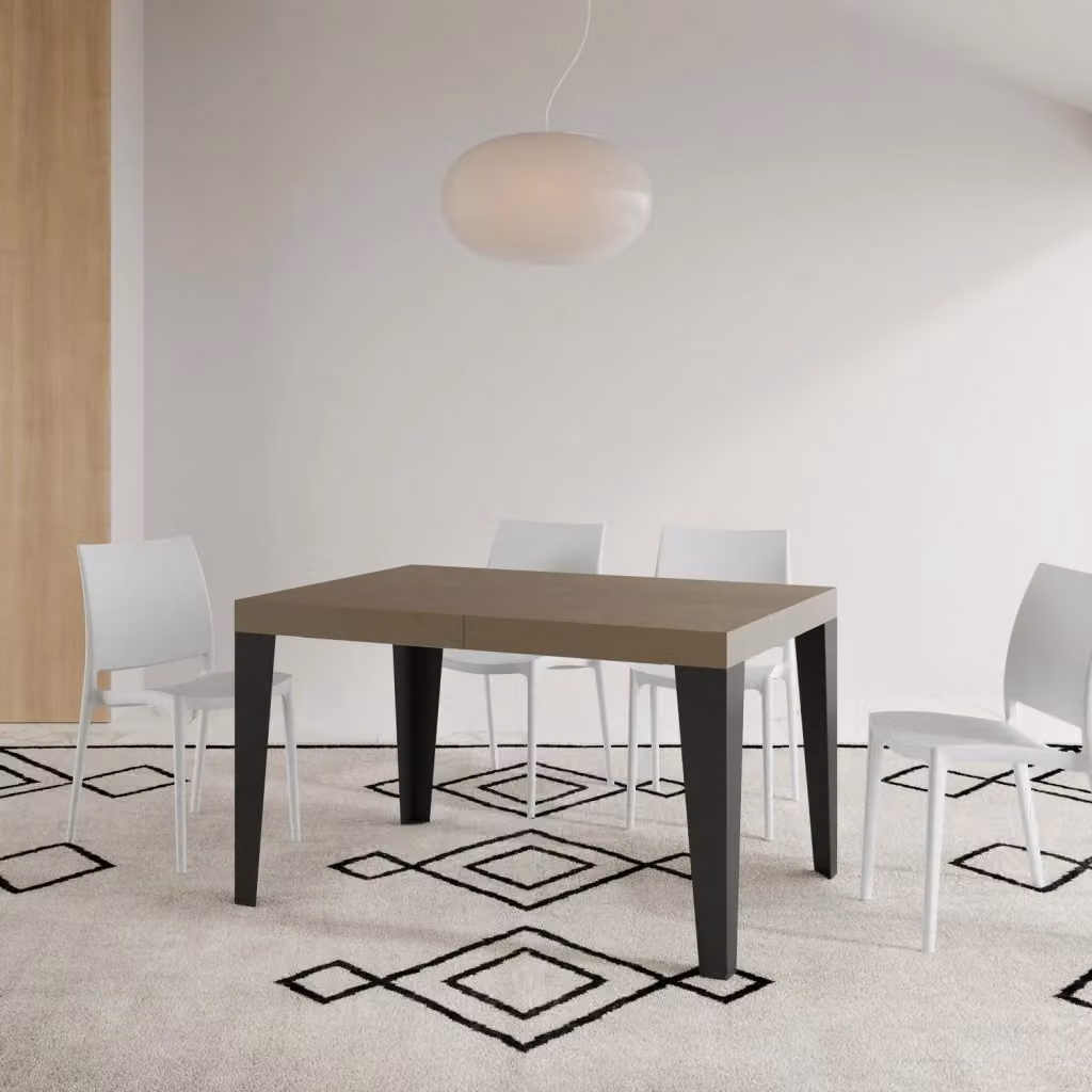 Tavolo allungabile moderno Bs Com rettangolare con piano in laminato grigio e telaio antracite L/P/H: 160/244 x 80 x 77 cm – 2
