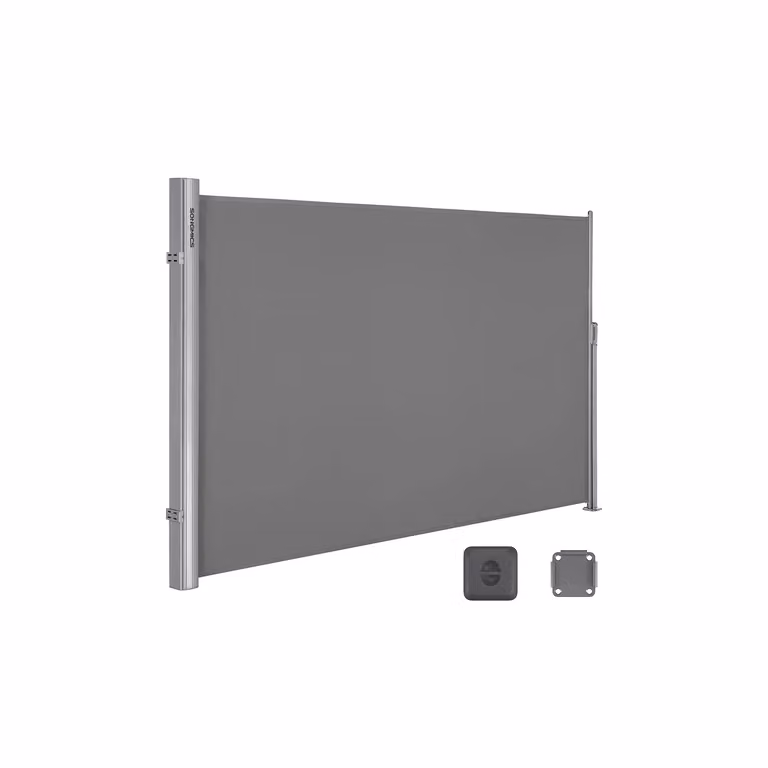 Tenda Laterale in Alluminio Estensibile e Oscurante, Grigio