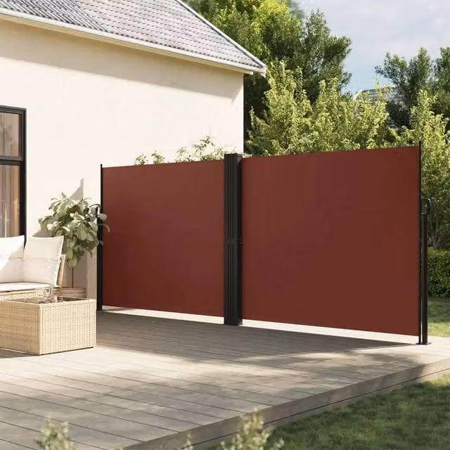 Tenda da sole laterale retrattile vidaXL in poliestere marrone L: 1200 cm, H: 160 cm