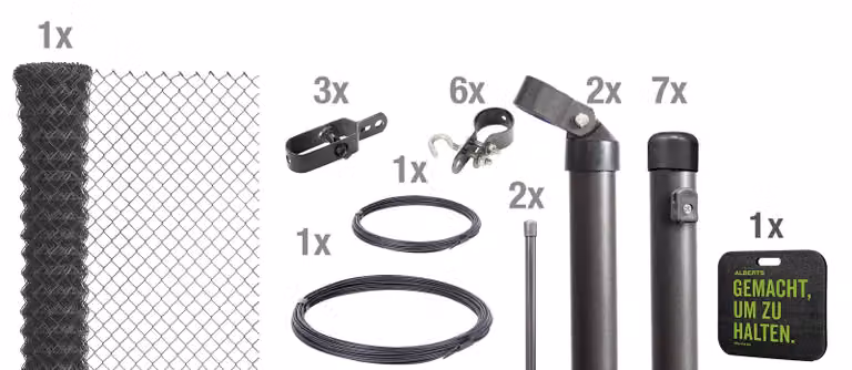 Alberts 697167 Recinzione in rete metallica come set completo, per la posa in calcestruzzo con cuscinetto a ginocchio, antracite metallizzato, altezza 125 cm, lunghezza 15 m