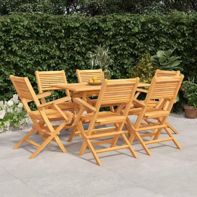 Set da Pranzo da Giardino 7 pz in Legno Massello di Teak 3155014