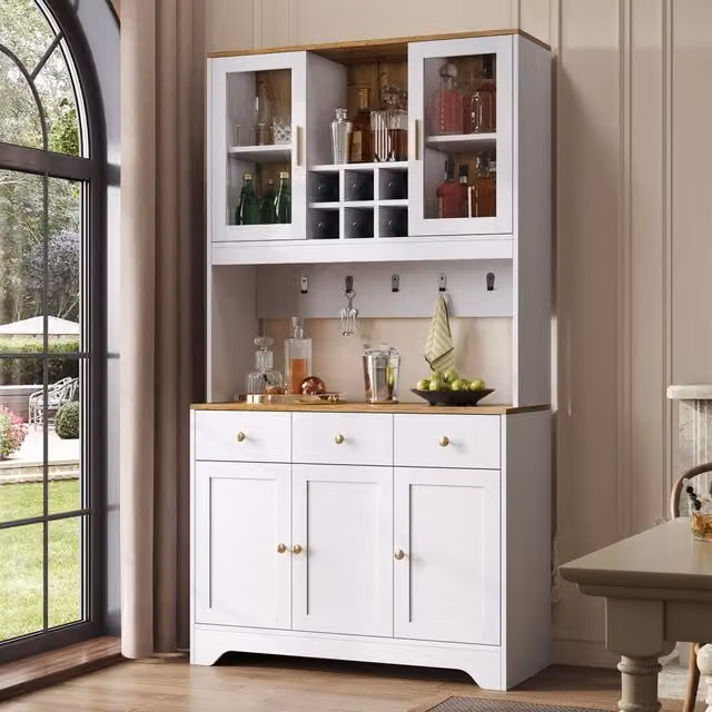 Sideboard e Armadio Alto, Effetto Legno Bianco, 94,5x30x175,5 cm, per Soggiorno e Sala da Pranzo