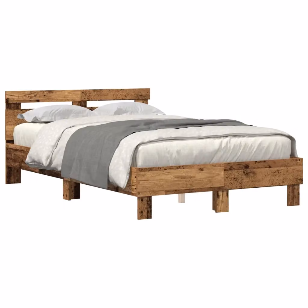 Struttura letto moderna vidaXL in legno marrone con strisce LED e porte USB L/P/H: 220 x 120 x 193 cm – 2