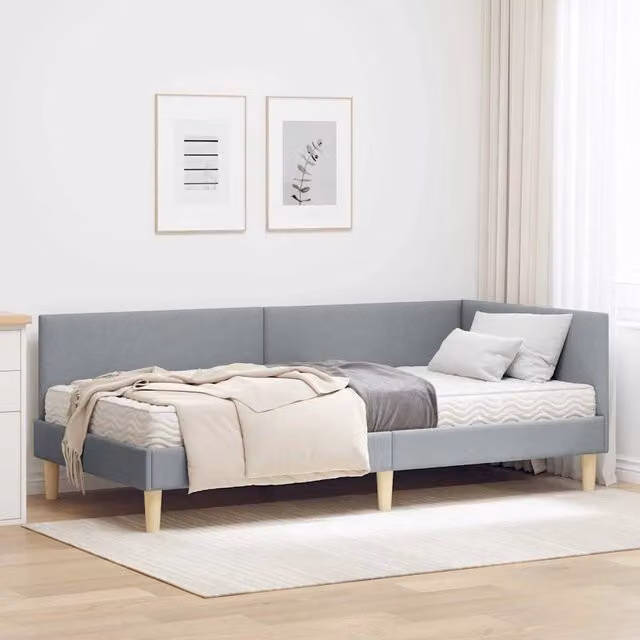 Struttura Letto Angolare con Materasso 2 pz-Giroletto con materasso Grigio chiaro 702834