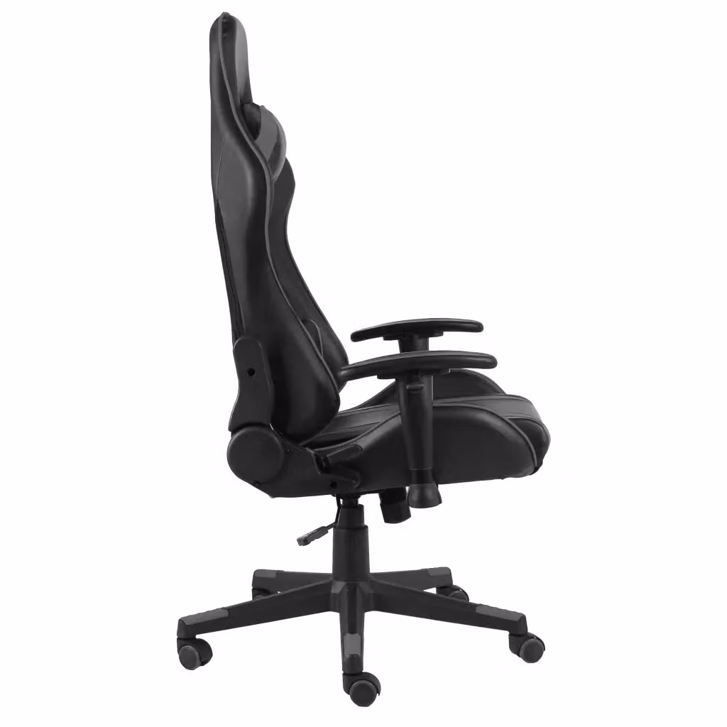 Sedia da Gaming Girevole vidaXL in Ecopelle Grigia e Nera con Poggiatesta e Ruote – 2