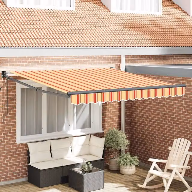 Tenda da Sole-Tenda parasole per balcone Giallo e Arancione 350 x 250 x 165 cm Poliestere 554396