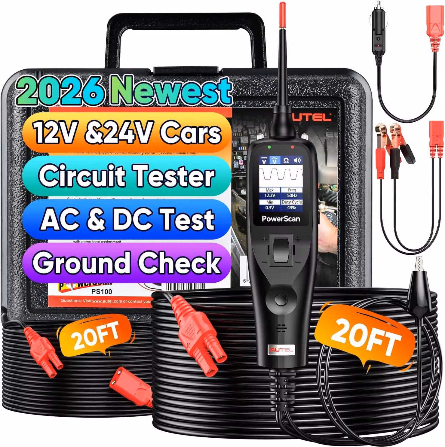 Tester per circuiti elettrici, 12 V/24 V, per la ricerca di cortocircuiti e l'attivazione di componenti