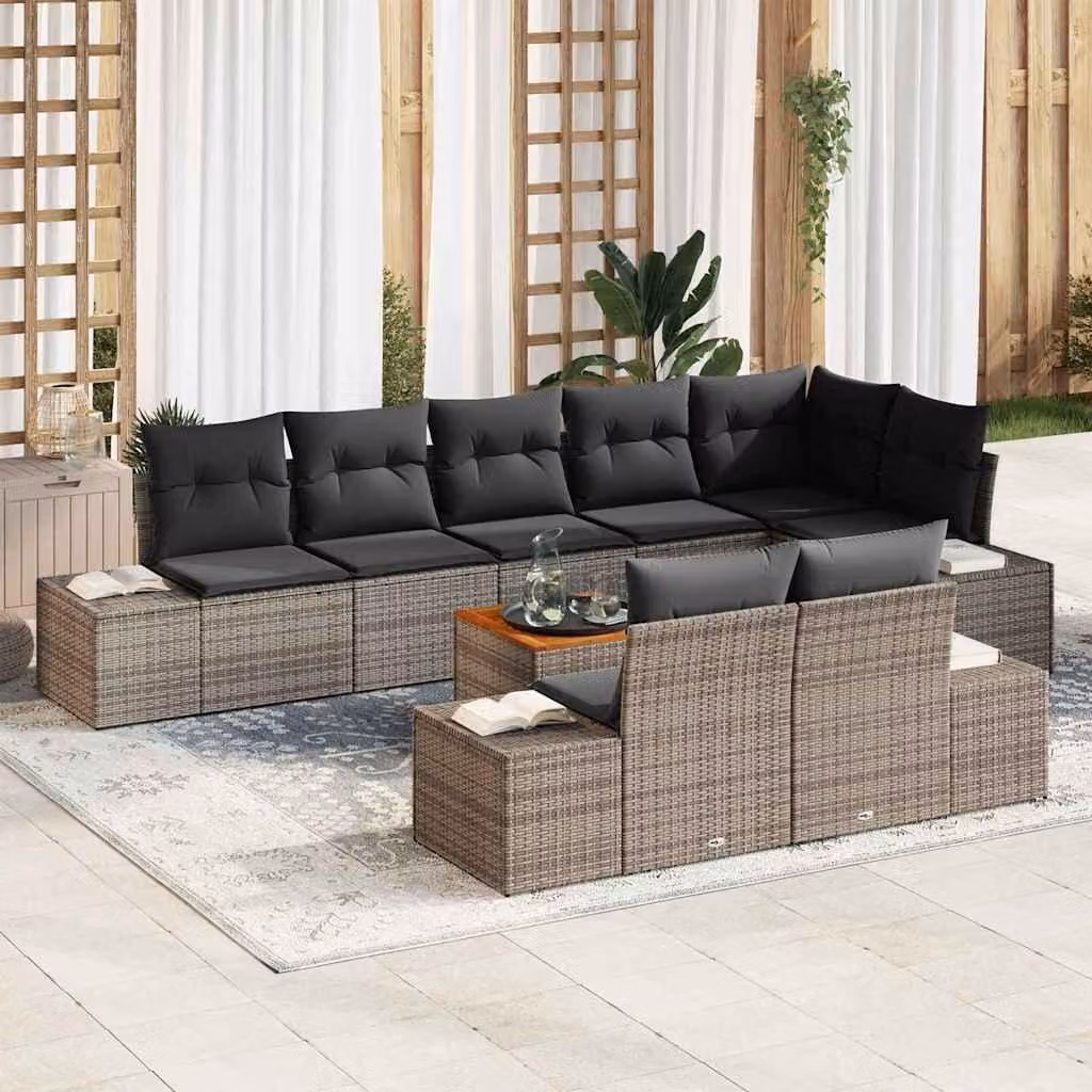 Maison Exclusive - Set da giardino con divano, 9 pezzi, colore grigio