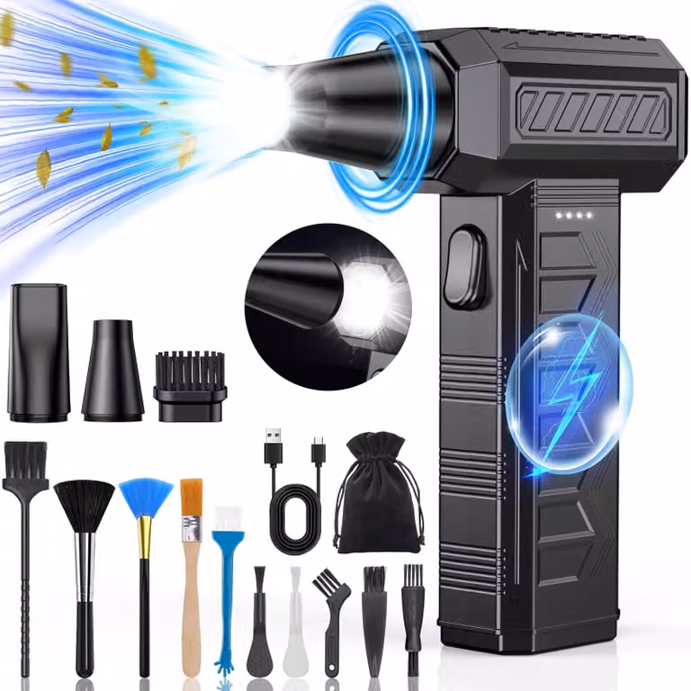 Aspirapolvere elettrico portatile con luce LED, senza fili e con 3 velocità, 150.000 giri al minuto