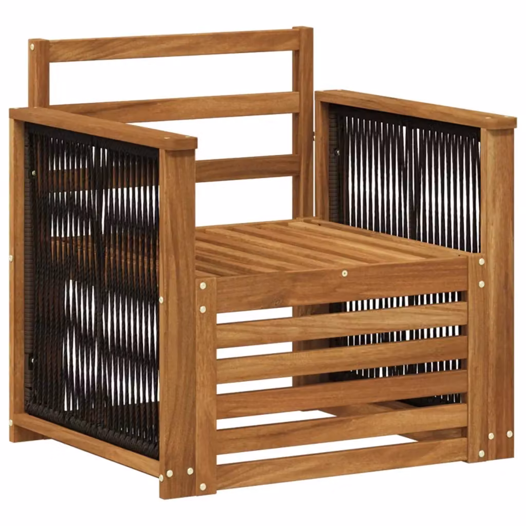 Divano centrale componibile per esterno in legno di acacia con finitura laccata, colori beige e marrone – 2