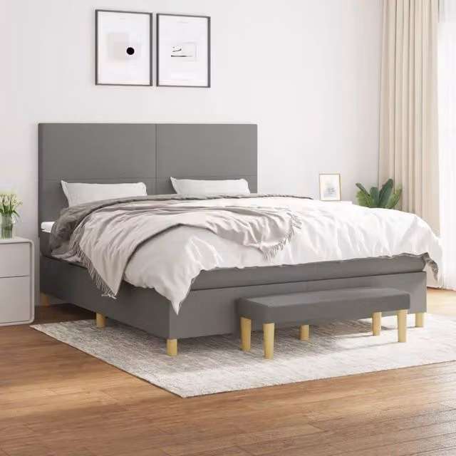 Letto Ibrido con Giroletto a Molle e Materasso vidaXL Grigio e Bianco L/P/H: 180 x 200 x 203 cm