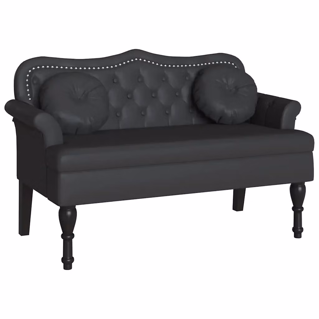 Panca Chesterfield vidaXL in pelle sintetica nera con braccioli L/P/H: 120,5 x 65 x 75 cm – 2