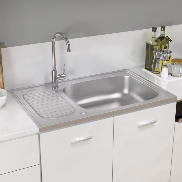 The Living Store Set lavello e scolapiatti argento 800x500x155 mm in acciaio inox
