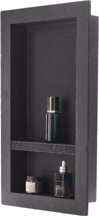 Nicchia per doccia VEVOR nera con ripiano divisorio mobile, contenitore per sapone rettangolare in plastica impermeabile, L: 40,6 cm, H: 71,1 cm, P: 10,2 cm
