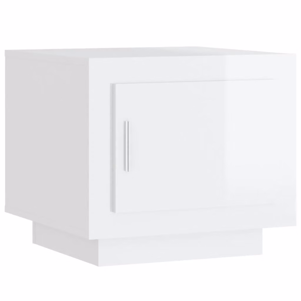 Tavolino Salotto Bianco Lucido 51x50x45 cm in Legno Multistrato