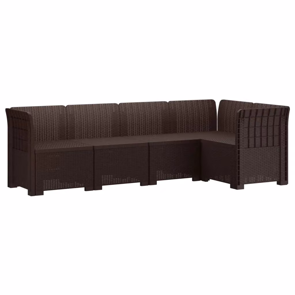 Divano da giardino a L con 5 posti vidaXL in rattan marrone con cuscini inclusi – 2
