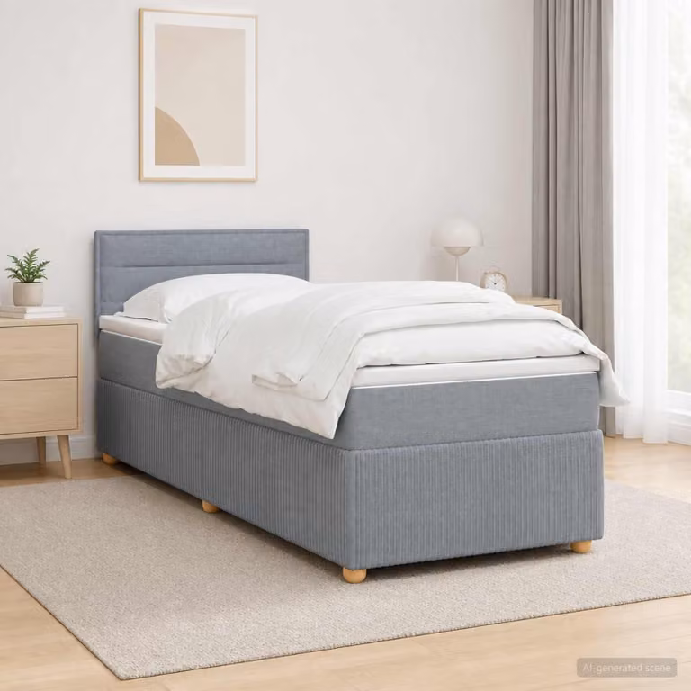 Maison Exclusive - Letto boxspring con materasso Grigio chiaro 90 x 200 cm Tessuto