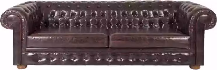Holz 3-Sitzer Sofa in Naturfarben, eleganter Chesterfield-Stil