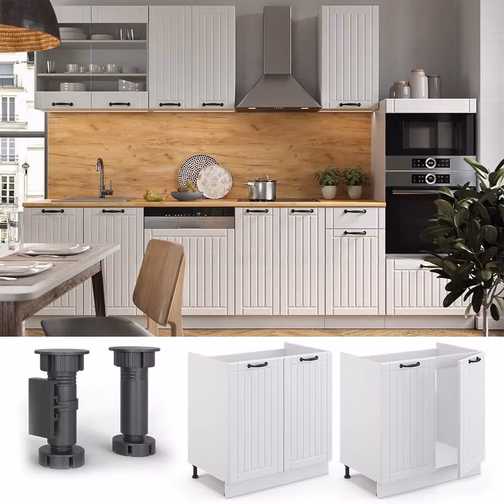Mobile lavello cucina Vicco Fame-Line Bianco rustico, L: 80 cm – 2