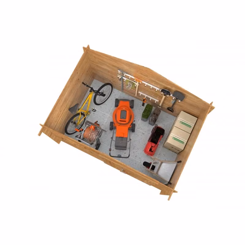 Casetta in legno impregnato Esterni da Vivere Pablo 3 colore marrone con finestra e serratura L/P: 296 x 217 cm, H: 200 cm, pareti 19 mm – 2