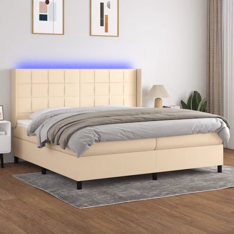 Maison Exclusive - Letto a Molle Materasso e LED bianco 200x200cm in Tessuto
