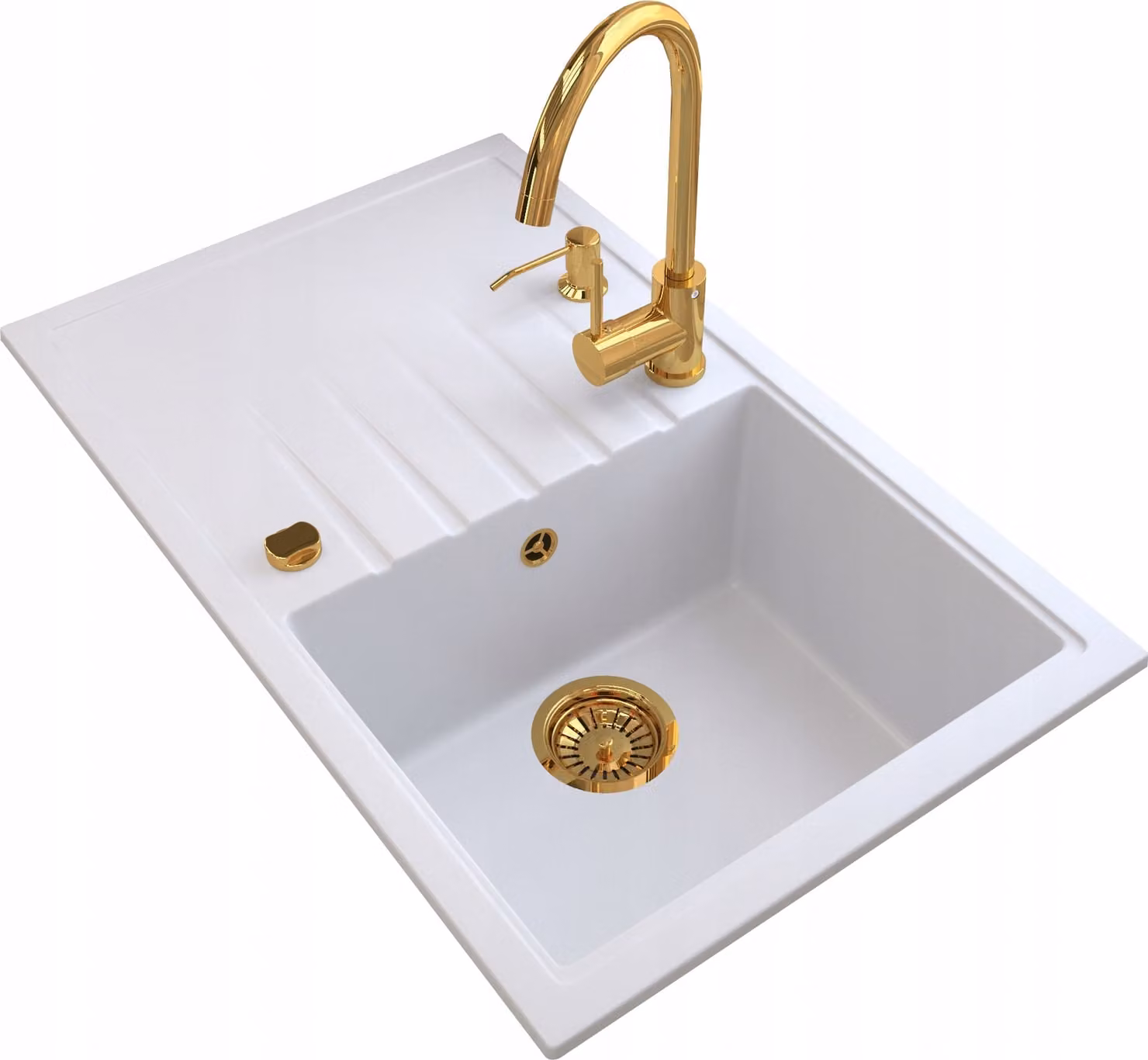 Granitan - Lavello in granito - Lavello da cucina - Oro - con rubinetteria e sifone - Lavello - ERIS