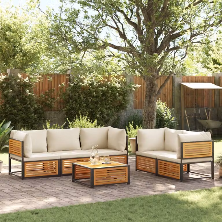Maison Exclusive - Set da giardino 6 pezzi con cuscini in legno massello di acacia