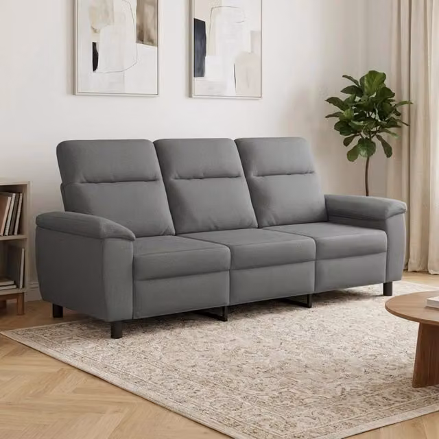 Divano moderno vidaXL in tessuto grigio e nero con struttura in metallo L: 214 cm, P: 90 cm, H: 95 cm