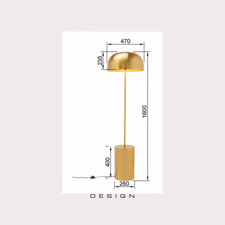 KARE Lampada da terra di design Loungy, Ottone / Oro, Soggiorno / Sala da pranzo, Metallo, Design, Lampada da terra