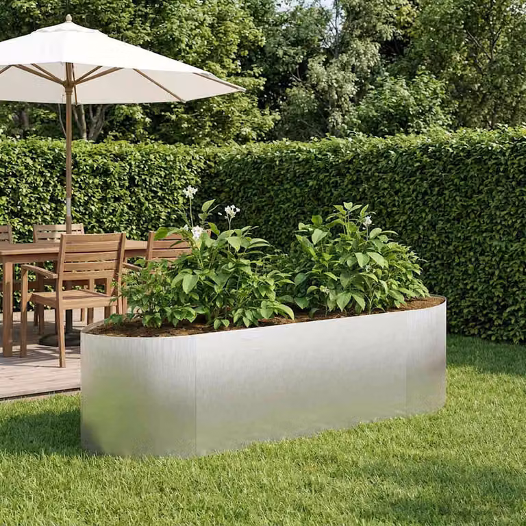 Letto rialzato da giardino vidaXL in acciaio inox color argento L: 140 cm, P: 40 cm, H: 40 cm