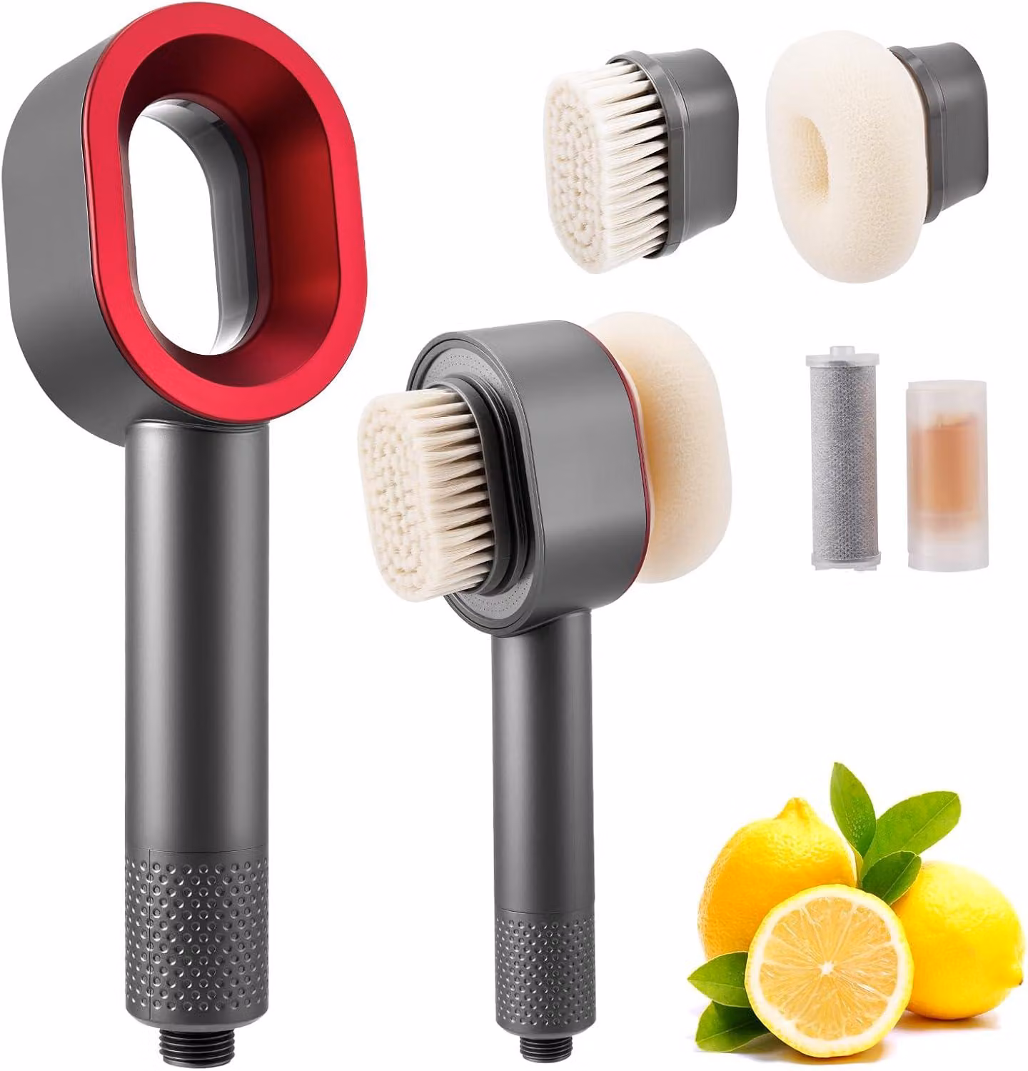 Doccia multifunzione 3-in-1 con filtro a carbone attivo, che rimuove cloro, calcare e batteri, di colore grigio, per l'uso in doccia
