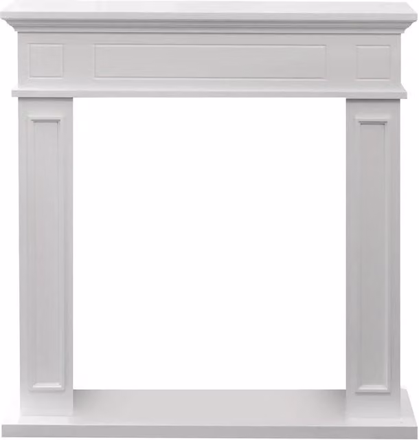 Jefferson - Cornice per Camino 89,5x90,5x28 cm Rivestimento Decorativo in Legno MDF Bianco