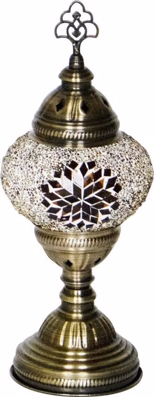 Lampada da tavolo Oosterse Mosaik - Marrone - Altezza 30 cm - Diametro 13,5 cm - Attacco E14 - Realizzata a mano