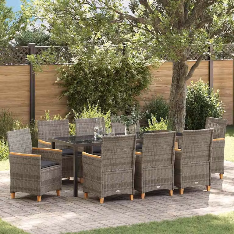 Maison Exclusive - Set da giardino per esterni, 9 pezzi, grigio, in rattan sintetico