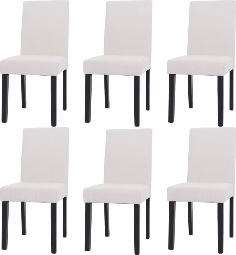 Set da 6 sedie da pranzo classiche e intramontabili | A x L x P 90 x 42 x 50 cm | Altezza seduta 47 cm | Tessuto/velluto a coste e legno | Gambe scure | Colore crema | Sedia da cucina con schienale alto