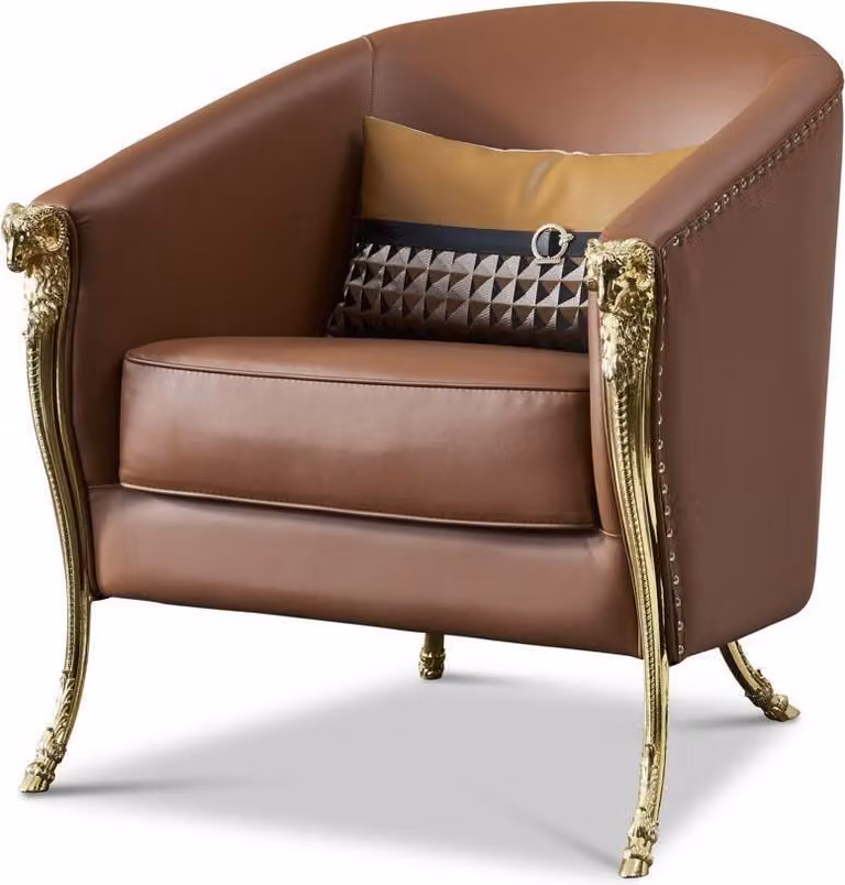 Designer Sessel 1 Sitzer Braun Leder Luxus Club Lougne Sofa Einsitzer