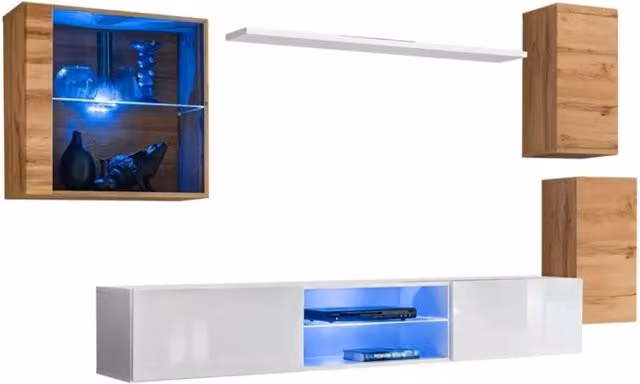 Set di mobili da soggiorno SWITCH XXIII design, colore rovere e bianco