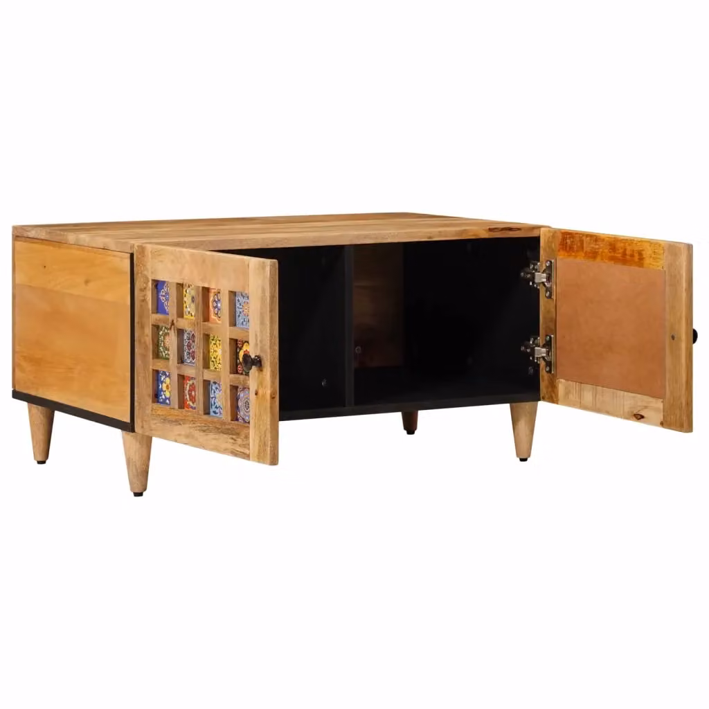Tavolino da salotto rettangolare vidaXL in legno di mango marrone L: 80 cm, P: 50 cm, H: 40 cm – 2