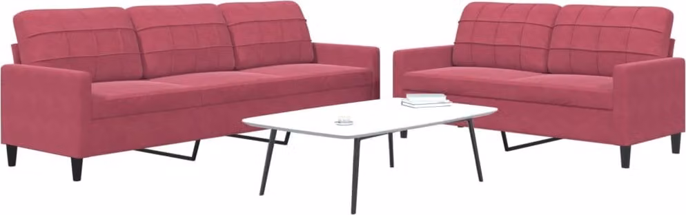 Maison Exclusive - Set divano a 2 posti con cuscini in velluto bordeaux