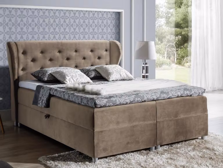 Bett Polsterbett Boxspringbett Polyester Betten Doppelbett Ehebett Bettgestell