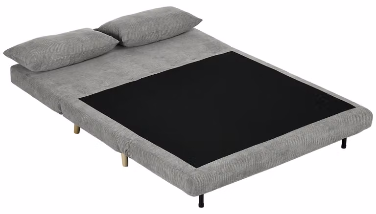 Divano letto HOMCOM, letto pieghevole con funzione letto, cuscini per lo schienale, effetto velluto, grigio