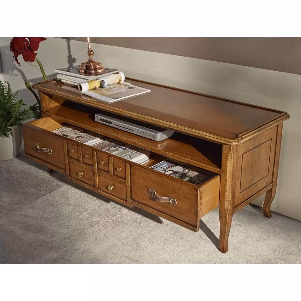 Parete attrezzata classica porta TV in legno color noce Mobili 2G – 3