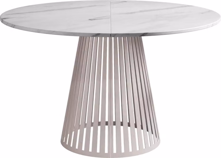 Tavolo MIRJAN24 Cone 100, tavolo da pranzo, gambe in acciaio (colore: Cashmere / marmo bianco)
