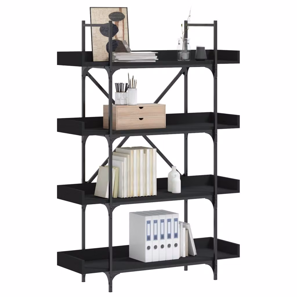 Libreria a 4 Ripiani vidaXL in Stile Industrial, Colore Nero, L 100 cm x P 33 cm x H 145,5 cm