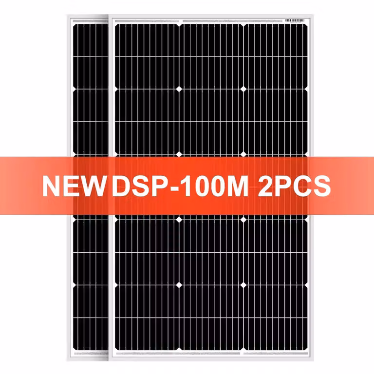 Pannello solare, potenza massima 100W, materiale monocristallino. 2 pannelli da 100W